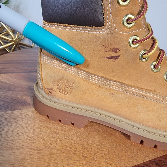 Timberland Tan Leather Boots lace up work boots Kids Size 11.5 - Picture 7 of 16